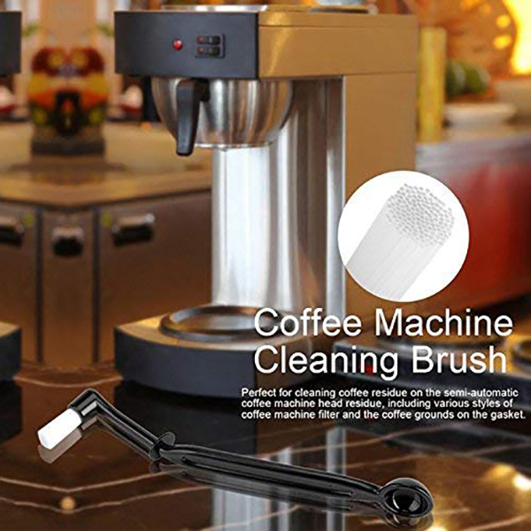 Group Head Brush - ABMH-Coffee Machine Cleaning Brush With Spoon