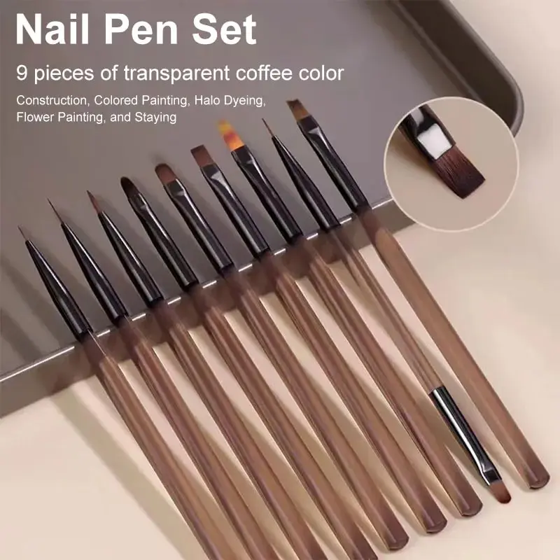 Group Head Brush - 9Pcs Multi Head Nail Art Brush