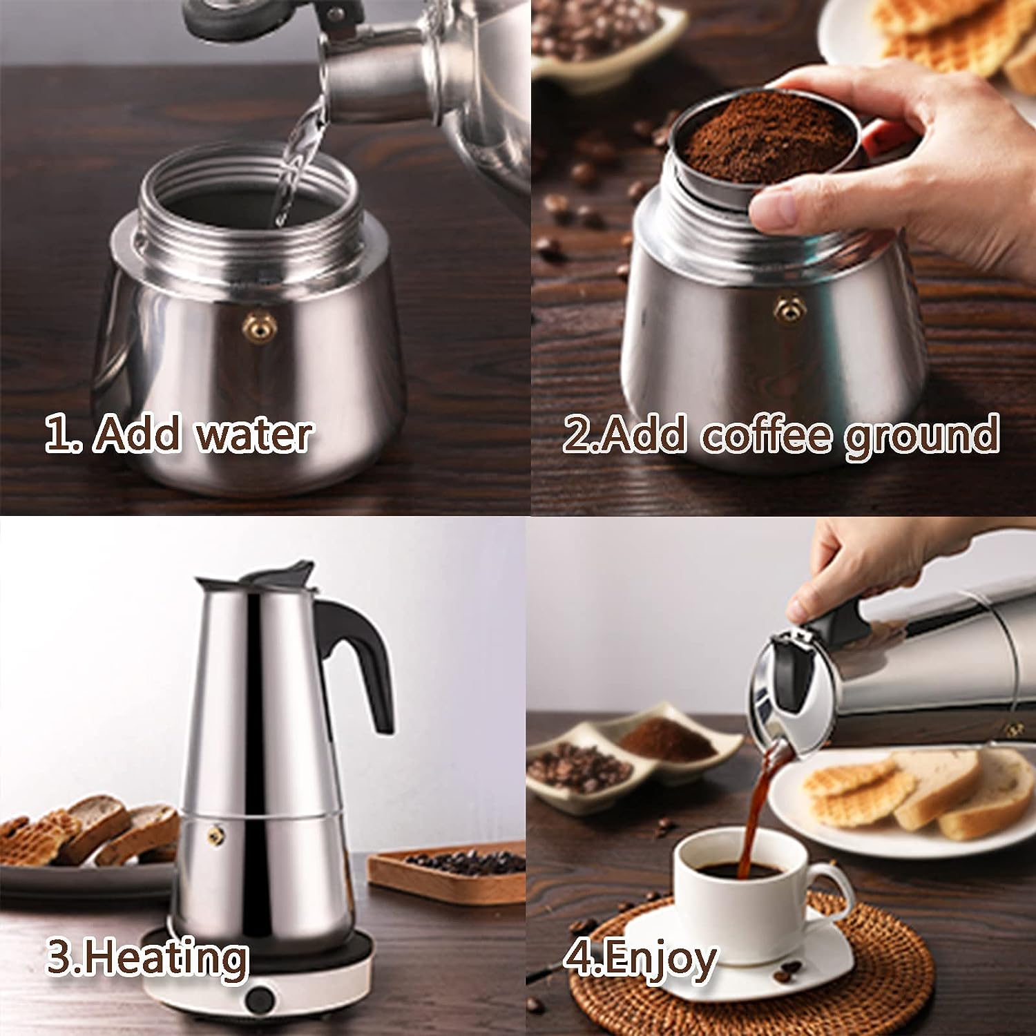 4/6/9 Cups Moka Pot Caffe Mach - Coffee Equipment Wdt 评论和价格