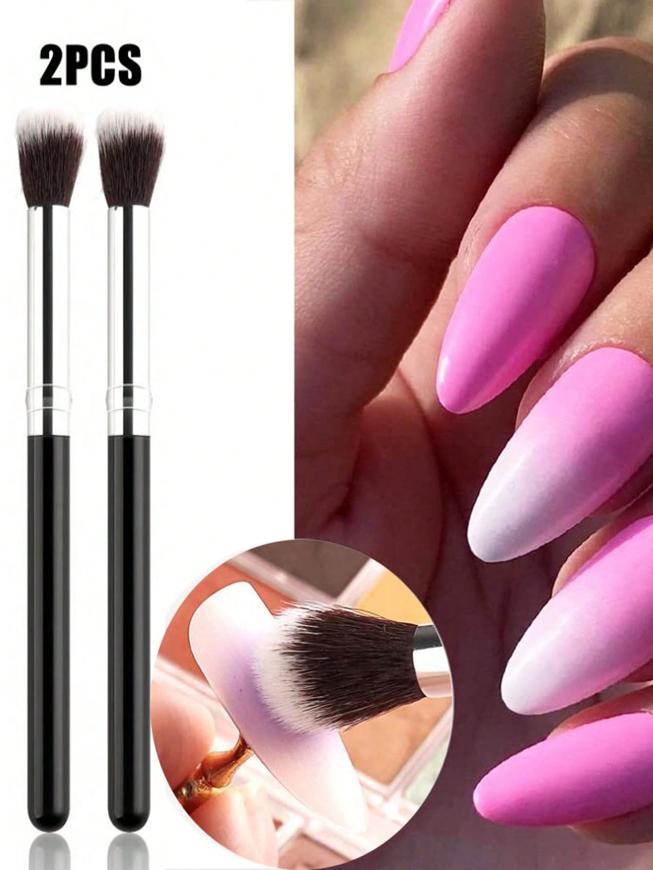 2Pcs Ombre Nail Art Brush Set  - Group Head Brush 评论和价格