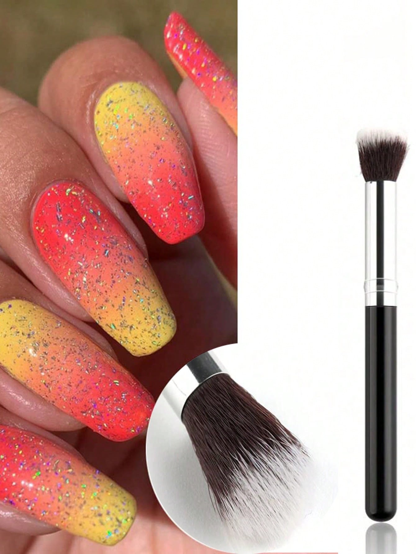 2Pcs Ombre Nail Art Brush Set  - Group Head Brush 评论和价格